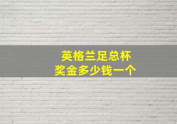 英格兰足总杯奖金多少钱一个