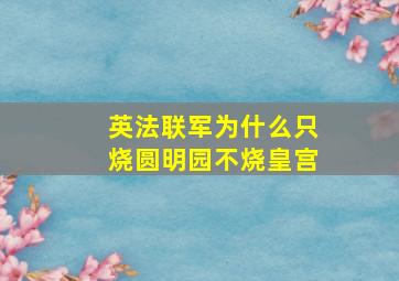 英法联军为什么只烧圆明园不烧皇宫