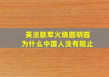 英法联军火烧圆明园为什么中国人没有阻止