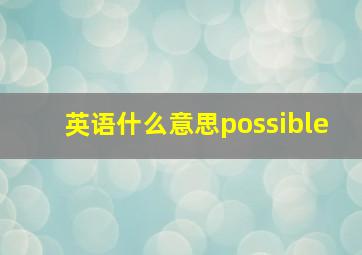 英语什么意思possible