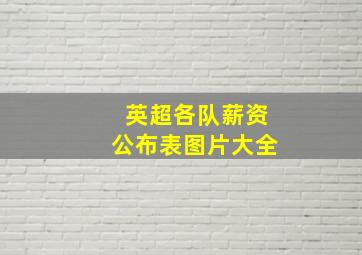 英超各队薪资公布表图片大全