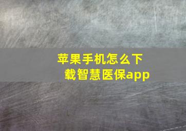 苹果手机怎么下载智慧医保app