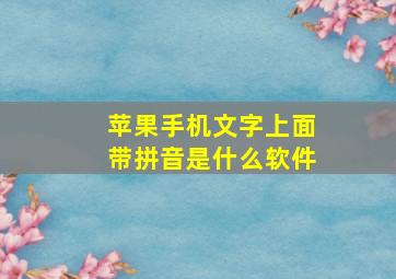 苹果手机文字上面带拼音是什么软件