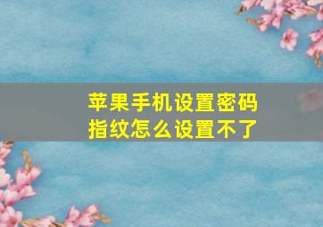 苹果手机设置密码指纹怎么设置不了