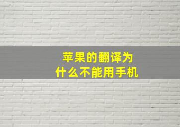 苹果的翻译为什么不能用手机