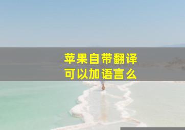 苹果自带翻译可以加语言么