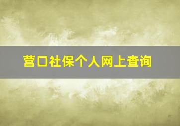 营口社保个人网上查询