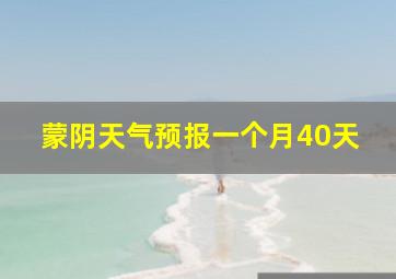 蒙阴天气预报一个月40天