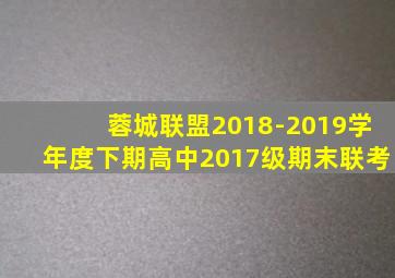 蓉城联盟2018-2019学年度下期高中2017级期末联考