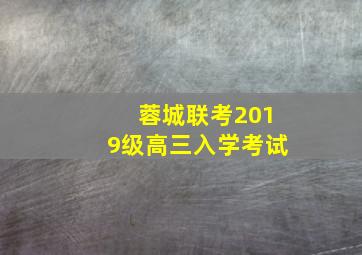 蓉城联考2019级高三入学考试