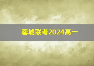 蓉城联考2024高一