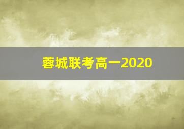 蓉城联考高一2020