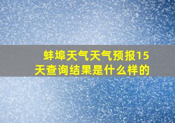 蚌埠天气天气预报15天查询结果是什么样的