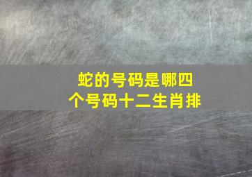 蛇的号码是哪四个号码十二生肖排