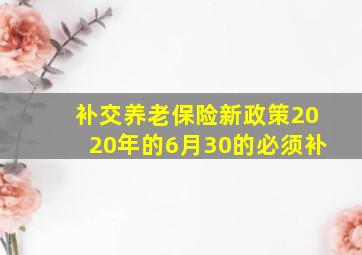 补交养老保险新政策2020年的6月30的必须补