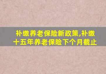 补缴养老保险新政策,补缴十五年养老保险下个月截止