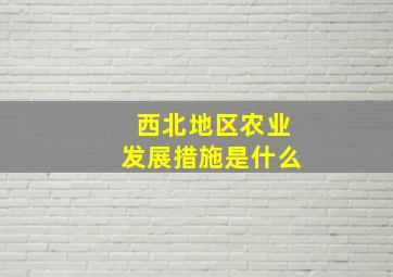 西北地区农业发展措施是什么