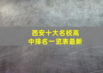 西安十大名校高中排名一览表最新