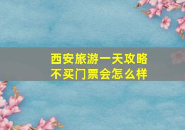 西安旅游一天攻略不买门票会怎么样