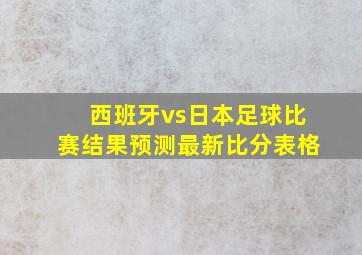 西班牙vs日本足球比赛结果预测最新比分表格