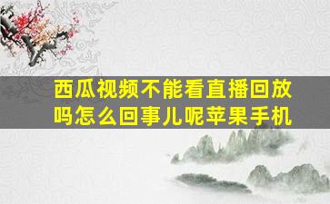 西瓜视频不能看直播回放吗怎么回事儿呢苹果手机