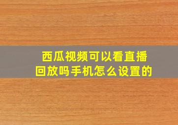 西瓜视频可以看直播回放吗手机怎么设置的