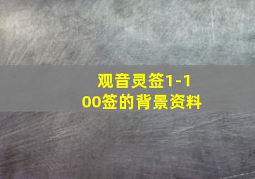 观音灵签1-100签的背景资料