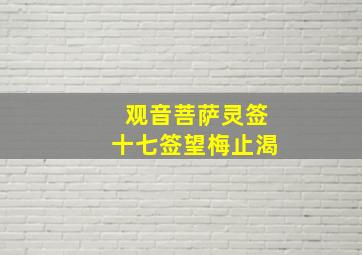 观音菩萨灵签十七签望梅止渴