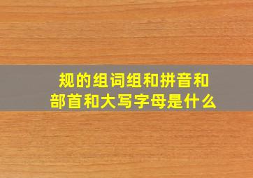 规的组词组和拼音和部首和大写字母是什么