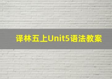 译林五上Unit5语法教案