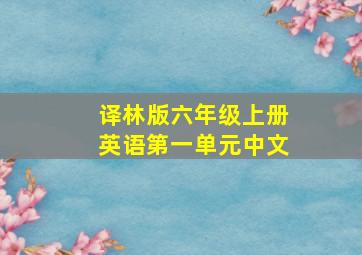 译林版六年级上册英语第一单元中文