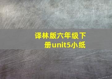 译林版六年级下册unit5小纸