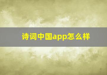 诗词中国app怎么样