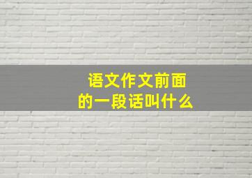 语文作文前面的一段话叫什么