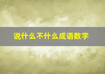 说什么不什么成语数字