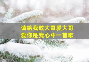 请给我放大哥爱大哥爱你是我心中一首歌