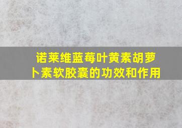 诺莱维蓝莓叶黄素胡萝卜素软胶囊的功效和作用