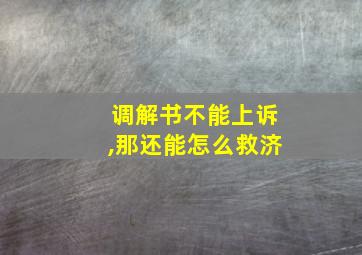 调解书不能上诉,那还能怎么救济