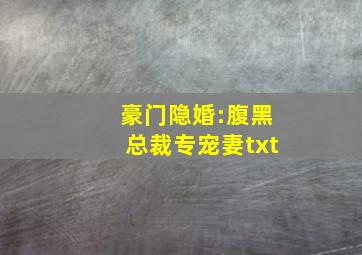 豪门隐婚:腹黑总裁专宠妻txt