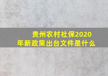 贵州农村社保2020年新政策出台文件是什么