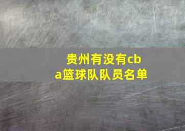 贵州有没有cba篮球队队员名单