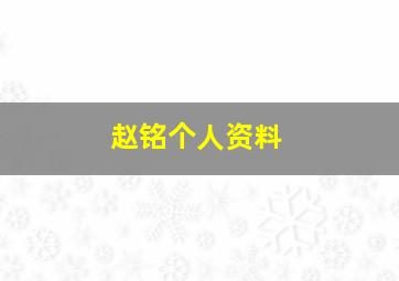 赵铭个人资料