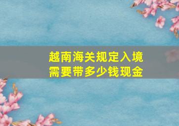 越南海关规定入境需要带多少钱现金