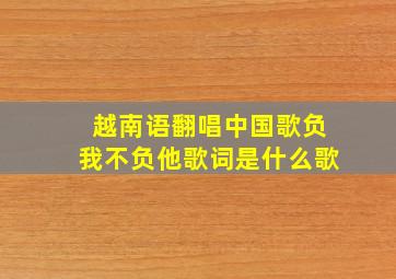 越南语翻唱中国歌负我不负他歌词是什么歌