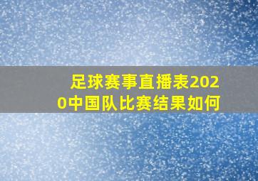 足球赛事直播表2020中国队比赛结果如何