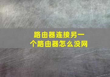 路由器连接另一个路由器怎么没网