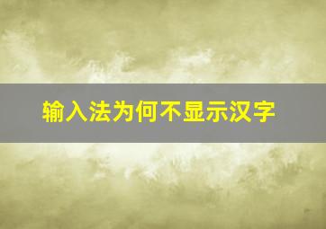 输入法为何不显示汉字