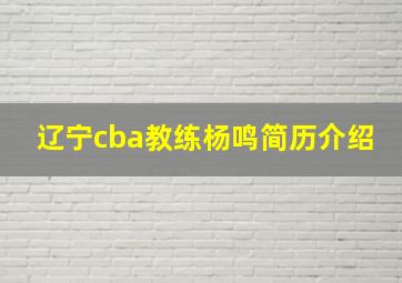 辽宁cba教练杨鸣简历介绍