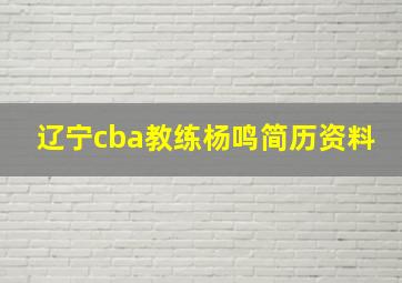 辽宁cba教练杨鸣简历资料