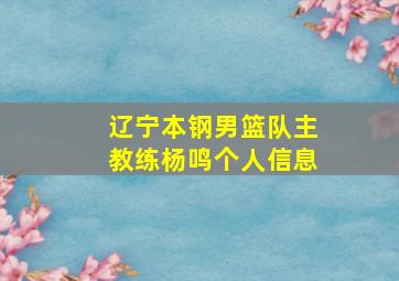 辽宁本钢男篮队主教练杨鸣个人信息